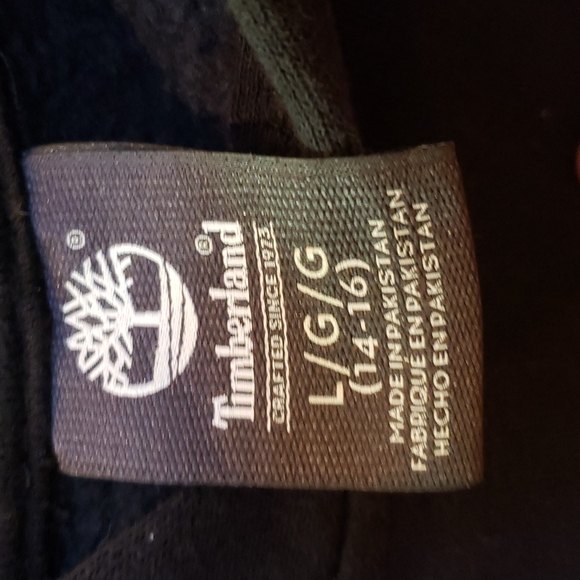 Timberland, Boy's, Black, Hooded,  Sweatshirt, Front Pocket, Large (14 - 16) - Picture 2 of 7